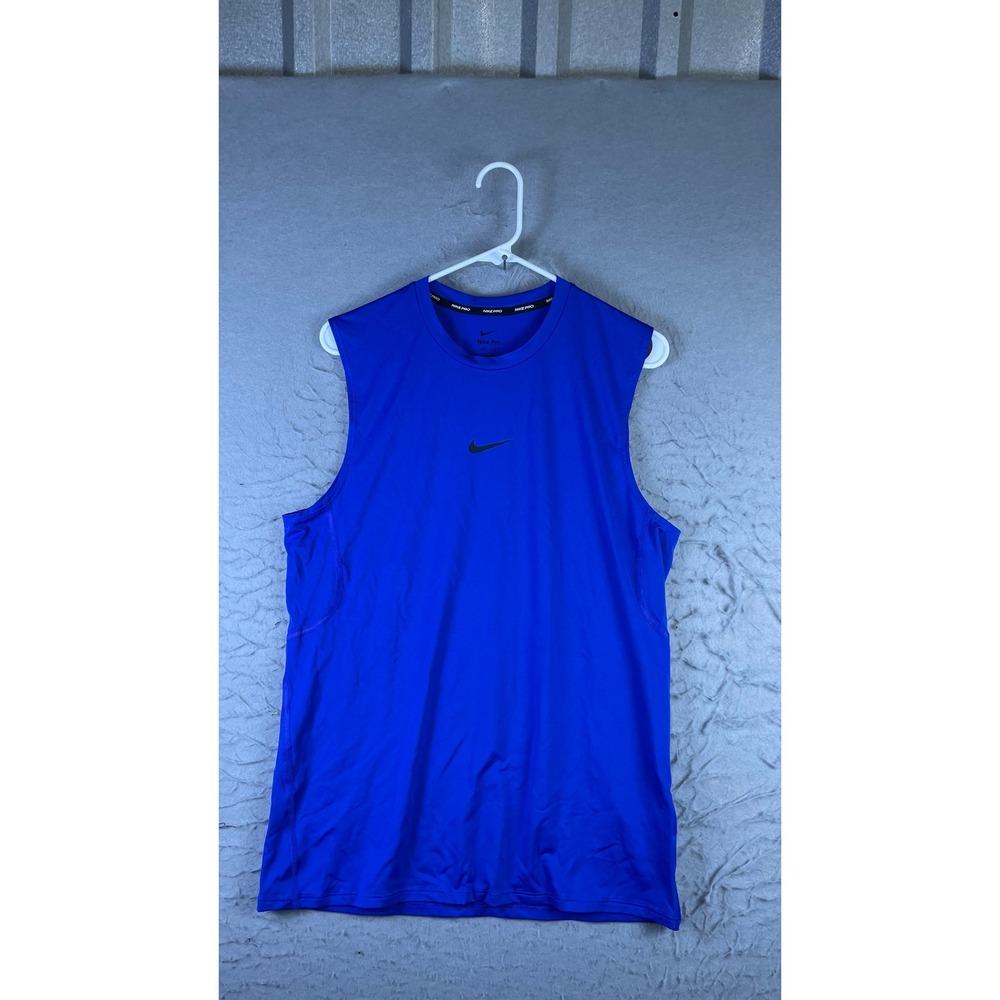 Nike Pro Dri-FIT Tank Top Mens M Blue Excellent Slim Fit Sleeveless Shirt